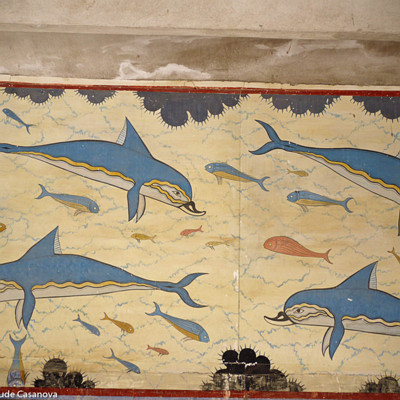 Palais de Knossos - Les dauphins du Mégaron de la Reine